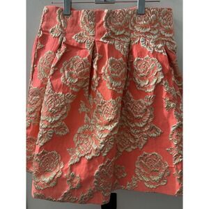 Bright Pink & Gold Puff Mini Skirt Lined Exposed Zipper Women's Size Large